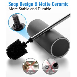 Viosuniu - Juego de cepillo para polvo y soporte para inodoro de cerámica mate de pie para baño, inodoro, antiarañazos, resistente al óxido (gris espacial, 1)