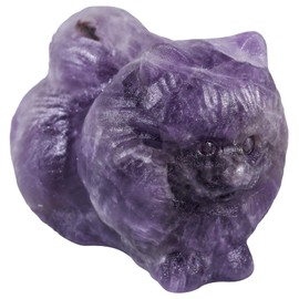 Nupuyai Amethyst Stone Cat Figure Decoration, Mini Gemstone Cat Animal Figure Kitten Statue, Small Healing Stone, Crystal Cat Gift for Home Office Table Decoration