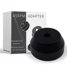 45 RPM Record Adapter 7 Inch Vinyl Record Solid Aluminum Record Adapter for Turntables (Black)