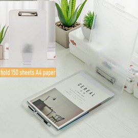 SAYEEC A4 Clipboard Storage Box, Portable Plastic Paper Holder with Plate Clip, Multifunctional File Organizer for Nurses Lawyers Students Engineers Businessmen Writing Drawing Office (Clear White)