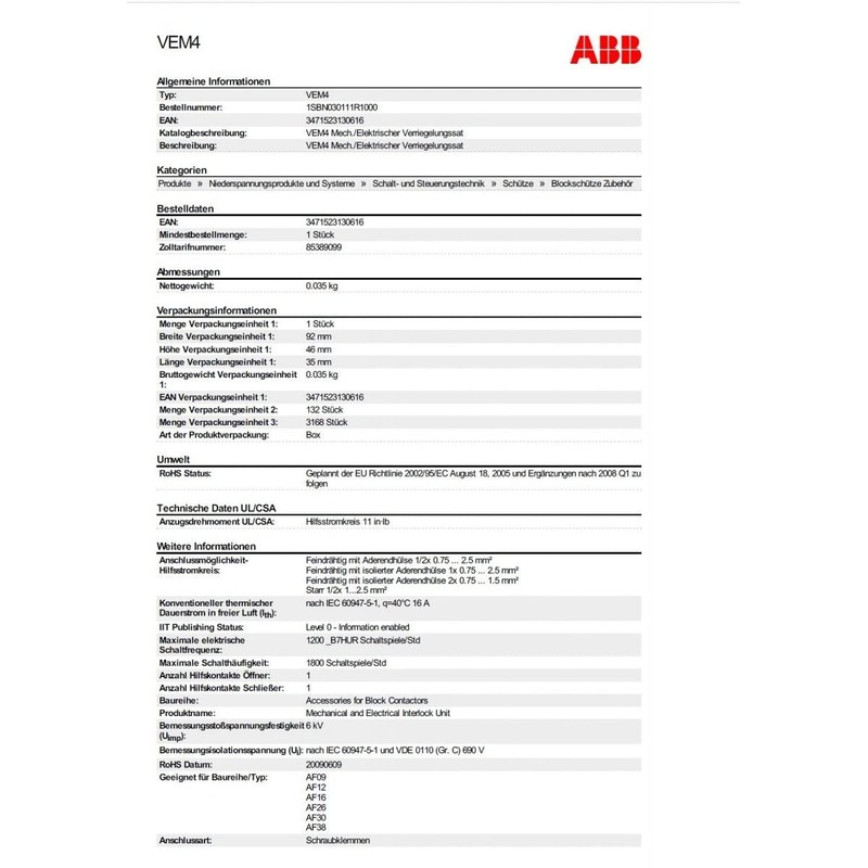 abb-entrelec – Kit Interlocking Mecanico Electrico/A vem4