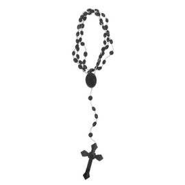 HELYZQ Plastic Rosary Beads Luminous Necklace Catholicism Prayer Religious Jewelry, Black