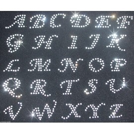 Alphabet Letter Sheet 1.5 Inch Fancy Clear Iron-On Rhinestone Crystal Tshirt Transfer Patch