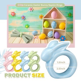 Tessco Porcelain Easter Napkin Rings Set of 8 Easter Bunny Napkin Rings Easter Rings for Napkins Bunny Napkins Rings Napkin Holders for Cloth Napkins Ceramic Easter Table Decor Vintage (Colorful)