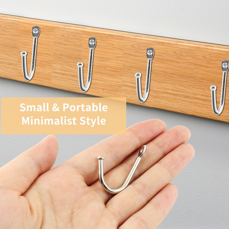 Auvotuis 24Pcs Single Iron Hooks, Decorative J Shaped Wall Mounted
