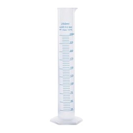 Transparent Plastic Graduated Cylinder Scientific Measuring Cylinder Chemical Measuring Test Tube Blue Line Graduated Test Tube Lab Liquid Measuring Tool 250ml