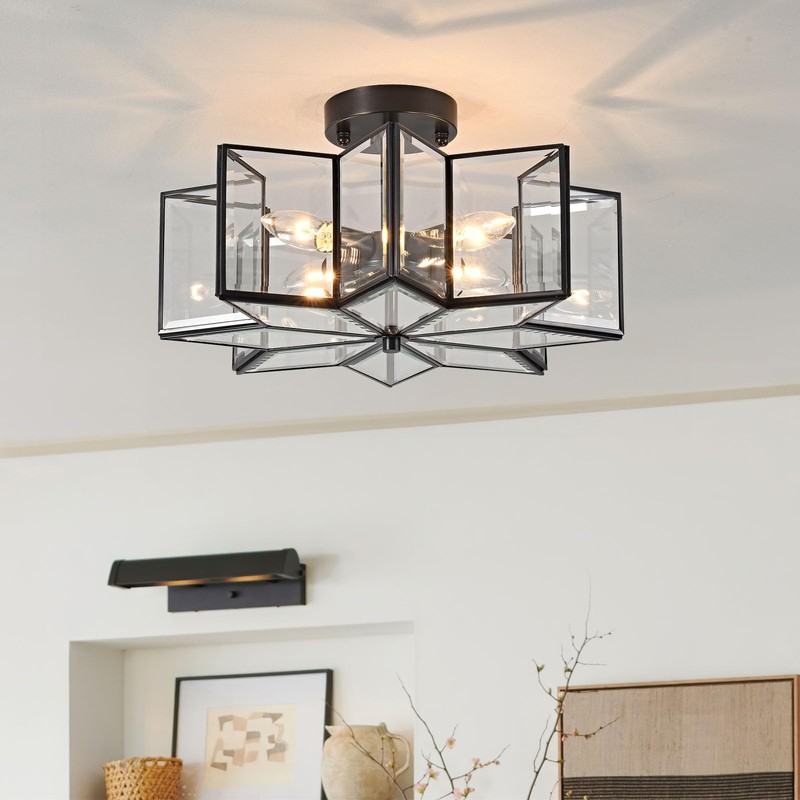 Star Flush Mount Ceiling Light Copper Close to Ceiling Lights