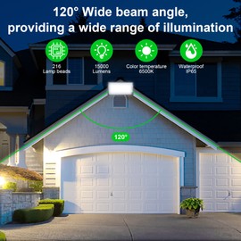 CREATESTAR LED Spotlight 150 W, LED Outdoor Spotlight, Super Bright 15000 LM Outdoor Spotlight, 6500 K Cool White LED Floodlight with IP65 Waterproof for Garden, Garage, Sports Field, Patios