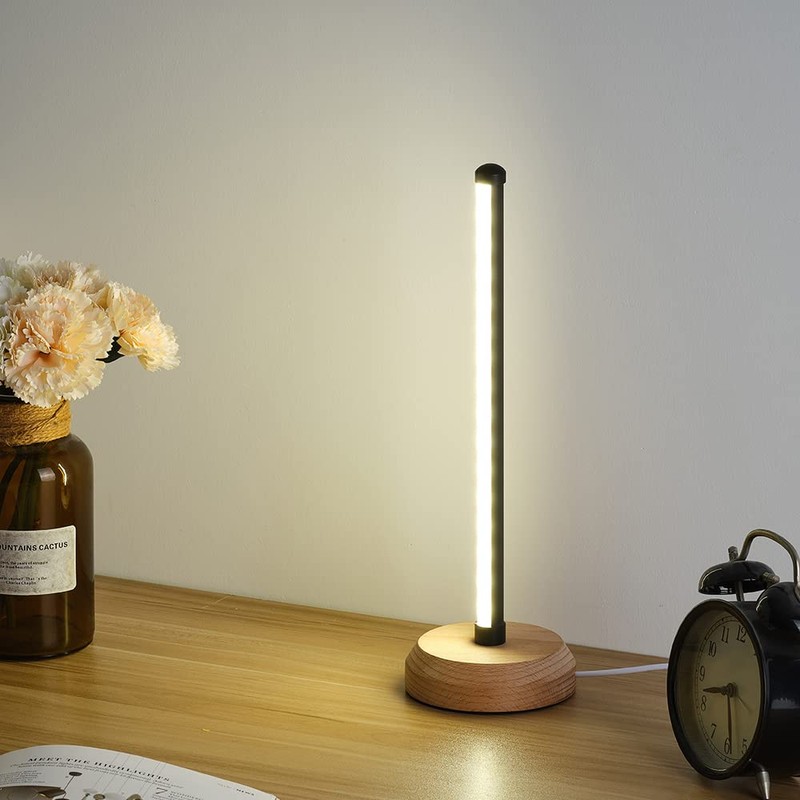 ANLAIBO Modern Led Wood Table Lamp, 3-Color Temperature Bedside Lamp,Bedroom
