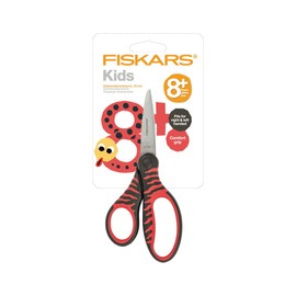 Fiskars Children's Scissors, from 8 Years, Length 18 cm, for Right and Left-Handed Users, Stainless Steel Blade/Plastic Handles, Black/Red, 1027423