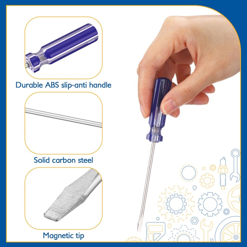 Lothee 10 Pack Mini Slotted Screwdriver 3.0mm Flat Head 5.12"
