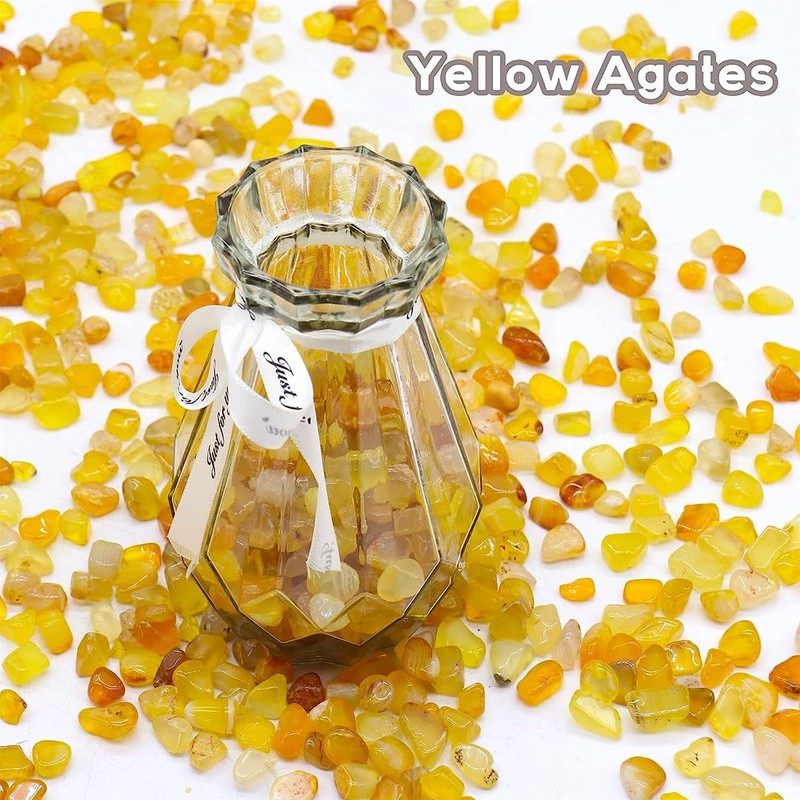 WAYBER Natural Yellow Agate Pebbles, 1 Lb/460g Decorative Rocks Non-Toxic