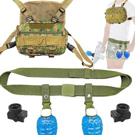 SZWRSKJ Gel Balls Splatgun Accessories,SplatterBalls Gun Attachment Include 2Pcs* Bottle Hopper, 1Pc* Tactical Vest, 1Pc* Tactical Belt, 2Pcs* Quick-Release Lanyards, 2Pcs* Adapters(Camouflage)