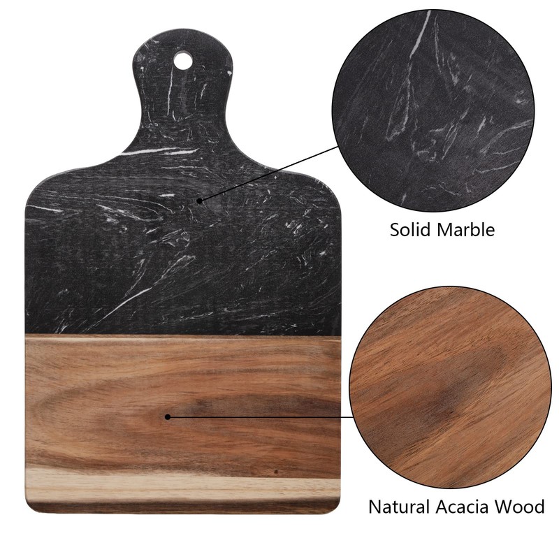 Coloch Marble and Acacia Wood Cutting Board, Black Charcuterie Chopping