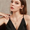 JiaYang Sterling Silver Cross Necklace for Women, 12 Birth Stone