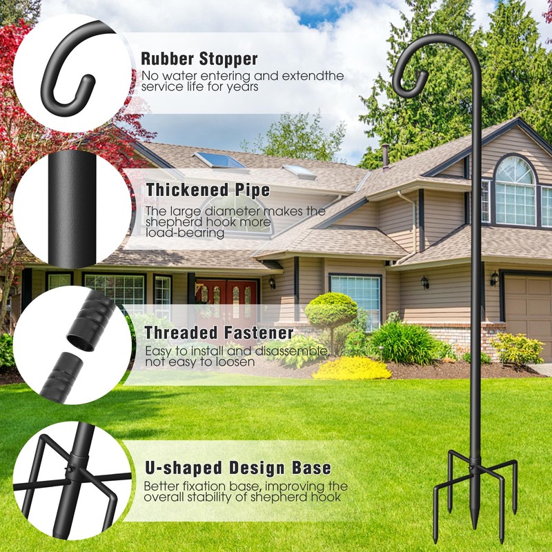 Surprizo Shepherd Hook for Outdoor, Heavy Duty Bird Feeder Pole
