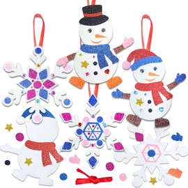 BOYATONG Pack of 12 Crafts Christmas Children Snowman Mix & Match Snowflakes, Pendant Craft Set Christmas Craft Sets for Children, Festive Creative Sets for Crafts and Christmas Tree Decorations