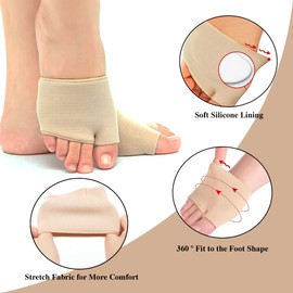 Metatarsal Pads for Women and Men, 2 Pairs Foot Cushion Pads, Ball of Foot Cushion, Gel Sleeves Cushions Pad - Fabric Soft Socks for Supports Feet Comfort, Beige, X-Large (UK 6-11)