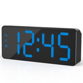 KWANWA Digital Alarm Clock with 3-Level Dimmer & Battery Backup | 2.4" Jumbo LED Display, Auto Night Mode, 7-Min Snooze, Dual Power (UL Adapter + 59in Cord) | Compact for Bedroom, Travel, Office