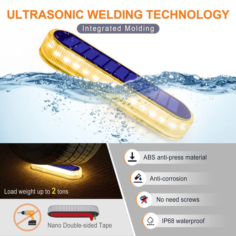 YiLaie Solar Step Lights Outdoor Waterproof, Warm White Solar Stair