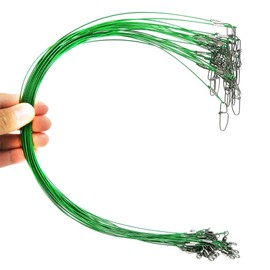 Drchoer 30Pcs Fishing Wire Leaders,150LB 19Inch Stainless Steel High Strength Fishing Line Leaders with Swivels and Snaps,Black/Red/Gree (Red) (Green)