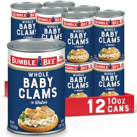Bumble Bee Whole Baby Canned Clams, 10 oz Can (Pack of 12) - Ready to Eat - 13g Protein per Serving - Gluten Free
