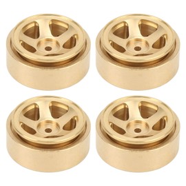 4Pcs RC Beadlock Wheel Rim Hubs Adhesive Free Brass RC Car Upgrade Parts for FMS FCX24 1/18 1/24 Climbing Car Gold
