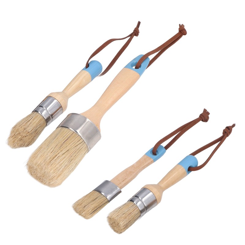 4PCS Paint Brush Bristles Wooden Handle for Furniture Tables Chairs