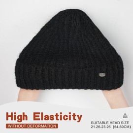 WKF Wool Blend Beanie Hat for Men Women Winter Hats for Women Men Soft Warm Unisex Cuffed Beanie Knitted Skull Cap Black