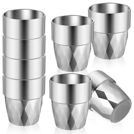 Mimorou 8 Pack 10 oz Stainless Steel Cups Pint Cup Metal Double Layer Insulated Drinking Beer Water Tumblers Camping Reusable Mugs for BBQ Home Office Outdoor Party Hot Cold Drink