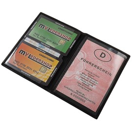 Leather ID and credit card holder in black