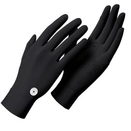 CAMSTIC Women's Ultra Thin UPF 50+ Summer UV Protection Touchscreen Driving Gloves (Black)