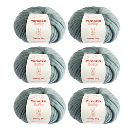 Softy Yarn Bulky Weight 6-Pack Composed of Merino Wool | Ultra-Soft Yarn Spun for Knitting & Crocheting for Sweaters, Blankets & Accessories | 100g, 49 Yards per Ball | Breezy Sky
