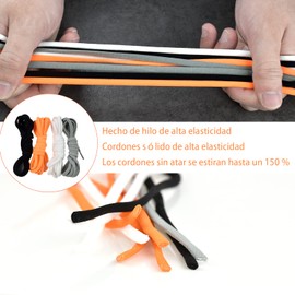 OranSee Cordones Elásticos sin Atar, 4 Pares (Negro, Blanco, Gris, Naranja) con Cierre Rápido y 8 Cápsulas, Ajuste Seguro para Zapatos Hombre/Mujer/Niños, Universales