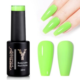YOKE FELLOW Gel Nail Polish, Fluorescent Green Color Spring Summer Soak Off UV LED Nail Lamp Gel Polish Nail Art Starter Manicure Salon DIY at Home 10ml