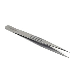 Lab Tweezers High Precision Surgical Forceps For Detailed Work with Fine Points Straight Tips 4.75" Made of Stainless Ridged Handle for Firm Grip by HTI