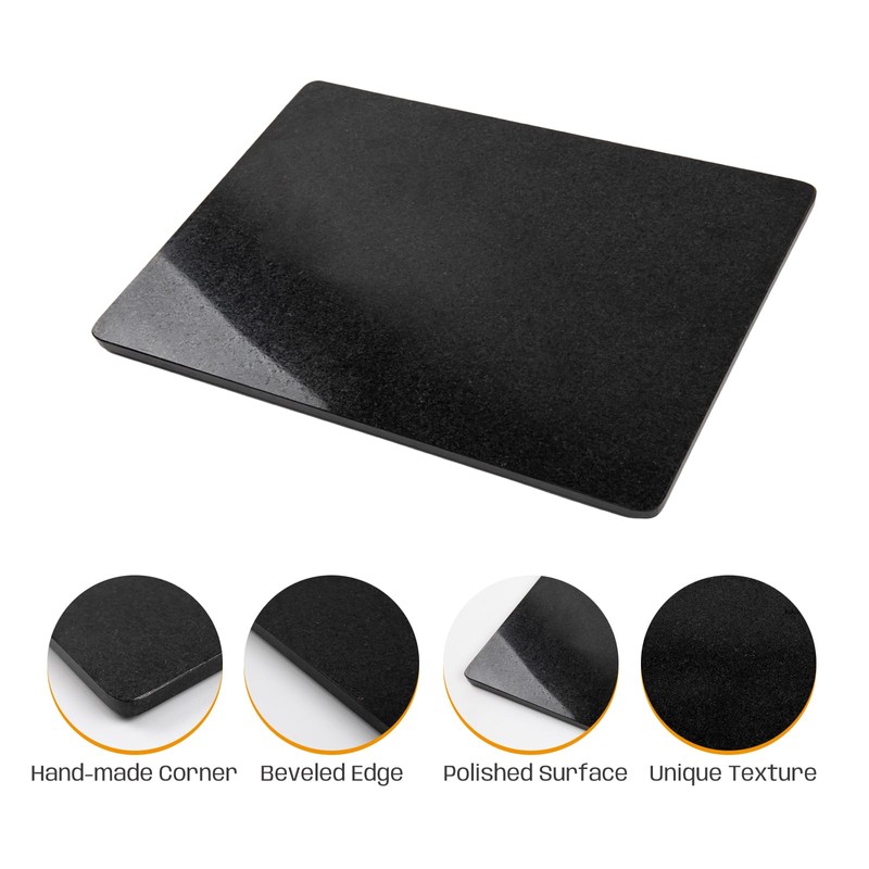 Adolif Natural Black Granite Marble Pastry and Cutting Board, 12x20x0.6