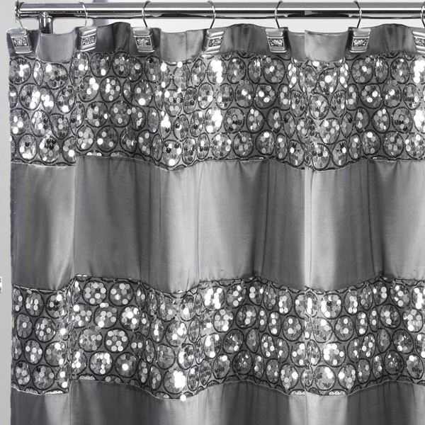 Popular Bath Sinatra Bathroom Luxury Glamorous Fabric Modern shower Curtain unique Design Bling Silver