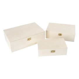 Ideen mit Herz Wooden Box Set | Rectangular | With Lid and Metal Clasp | Set of 3