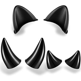 6 Pcs Helmet Cat Ears Large Plastic Devil Horns Ski Helmet Ears Small Stick on Devil Horns with Viscose Suction Cup for Women Men Bike Ski Motorcycle Snowboard Helmet (Black)