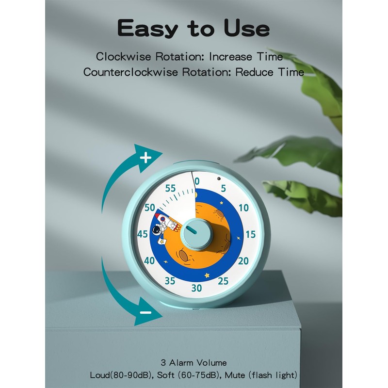 Visual Timer for Kids, 60-Minute Countdown Timer for Classroom Office