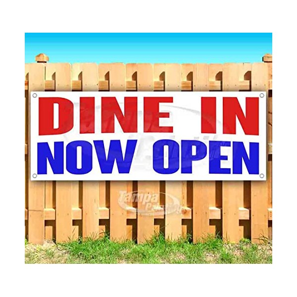 Dine in Now Open Banner 13 oz | Non-Fabric |