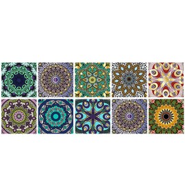 ANCLLO 20PCS Moroccan Style Tile Sticker 4x4 Inch(10x10cm) Traditional DIY Murals Tile Waterproof Oil Proof Removable Decals for Bathroom and Kitchen Backsplash