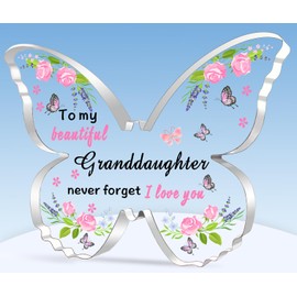 TTOVEN Granddaughter Gifts Granddaughter Birthday Gifts Graduation Gifts for Granddaughter Beautiful Butterfly Acrylic Plaque-To My Beautiful Granddaughter