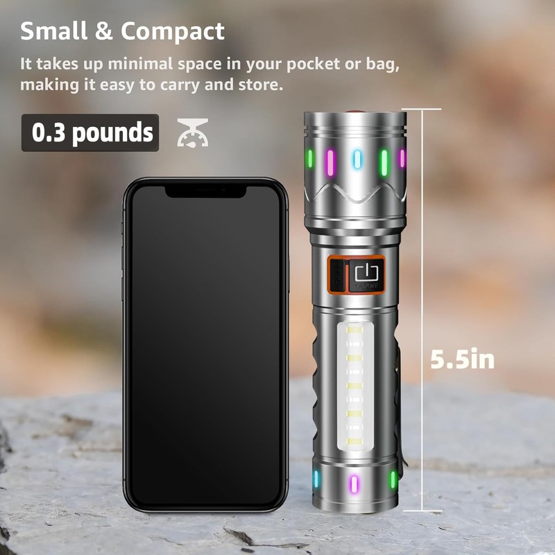 AIERSEN Rechargeable Small LED Flashlight, high Lumen EDC Flashlight, Five