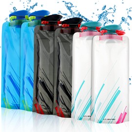 Molbory Foldable Water Bottles, 700 ml, Set of 6 Foldable Water Bottles, Flexible Collapsible Water Bottle, Reusable Hydration Backpacks for Hiking, Adventure, Travel