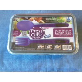Stor-All Solutions Press 'n Click Dual Section Lunch Box w/cutlery NEW