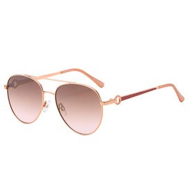 Piranha Matilda Women's Aviator Sunglasses with Gold and Pink Temples with Rose Gradient Lens