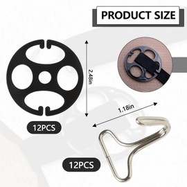 Hbxdeco 24PCS Car Seat Cover Plum Plate Metal Hook, 12PCS Plastic Car Seat Covers Chucks Fixed Fastener Buckle, 12PCS Metal Hooks Set Locking Clips for Car Seat Replacements Accessories (Black)