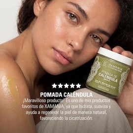 XAMANIA Pomada Cicatrizante con Caléndula, Cacao & Karité. Crema para Quemaduras, Eczema, Rozaduras, Tatuajes, Estrías y Cuidado de la Piel Seca. 100 g